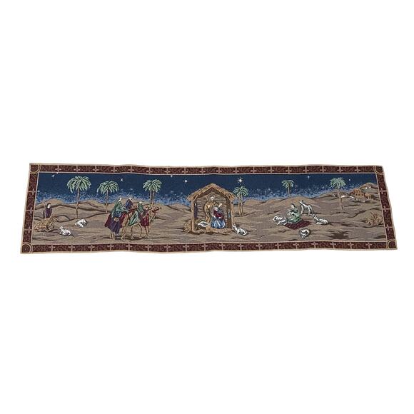 Christmas Nativity Scene Three Wise Men Jesus Christ Table Runner Wall Hanging - Picture 2 of 8